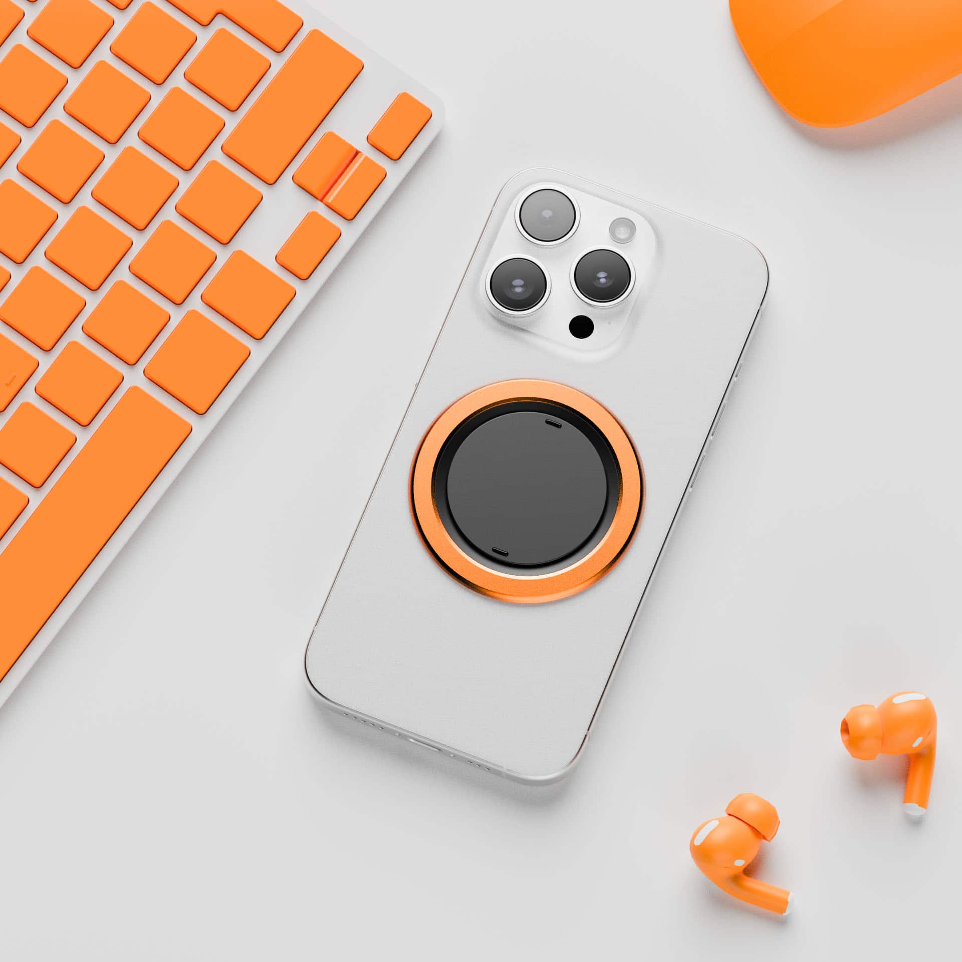 Alt View 14. OhSnap - Snap Magnetic UltraThin Universal Phone Grip and Stand with MagSafe Charge- Thru for Apple iPhones/Universal - Hot Orange.