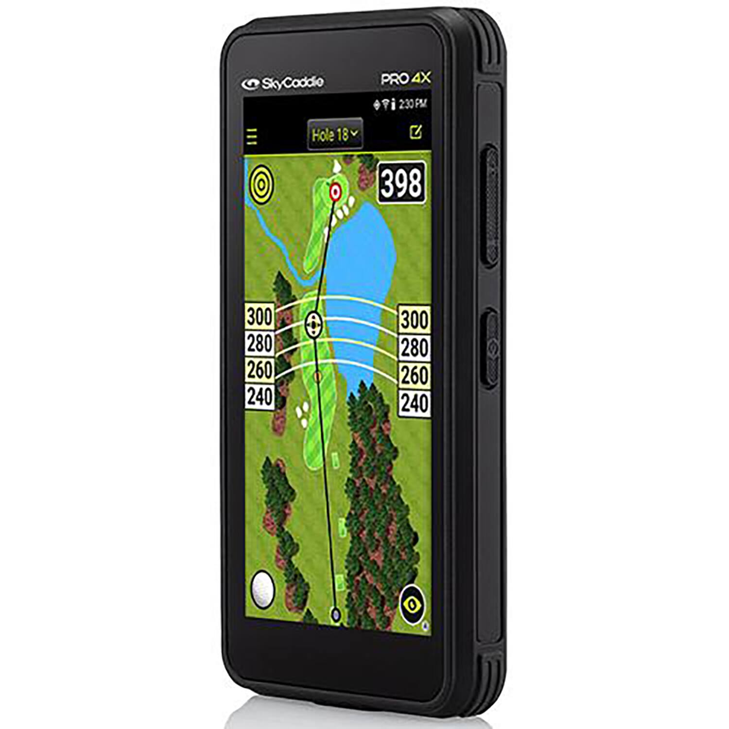 SkyCaddie PRO 4X  
2:30 PM  
Hole 18  
398  
300 280 260 240  
300 280 260 240