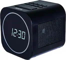 Memorex - CR140 Clock Radio with USB Charger Function - Black