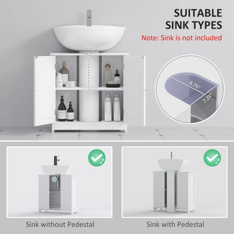 SUITABLE SINK TYPES  
Note: Sink is not included

8.75"  
8.75"  
7.25"  

Sink without Pedestal  
Sink with Pedestal