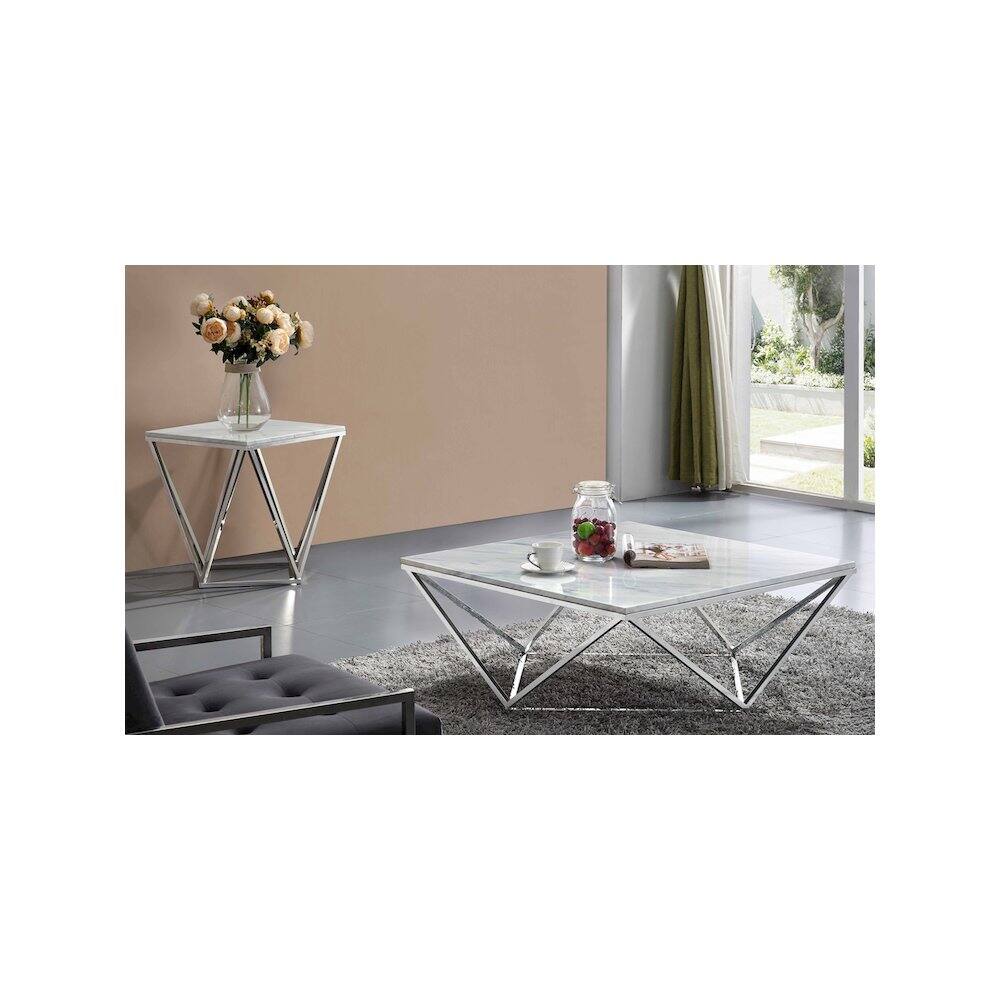 Alt View 1. Meridian Furniture - Skyler Chrome Coffee Table - Rich Chrome.