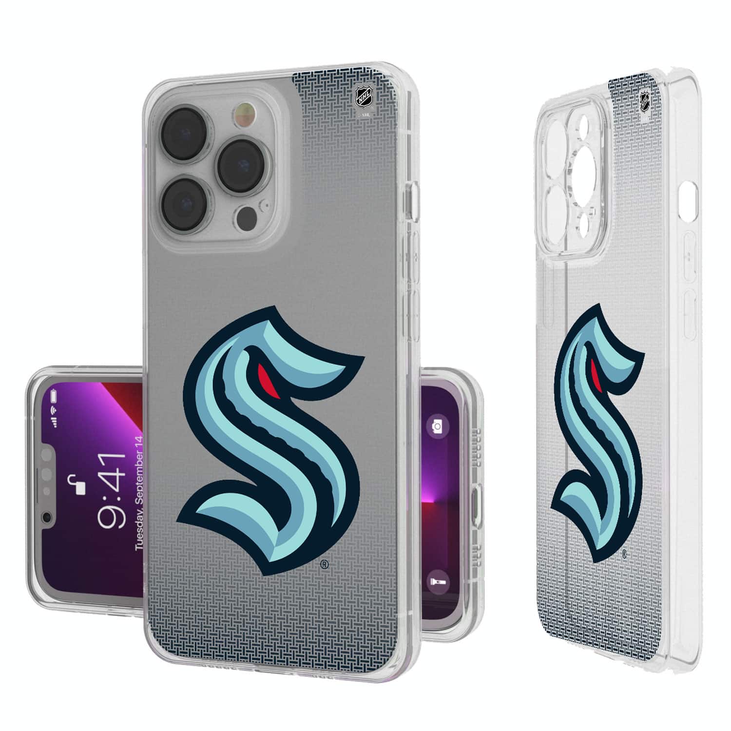 Keyscaper - NHL - Seattle Kraken Linen Logo iPhone Clear Case - 16 Pro - Multicolor