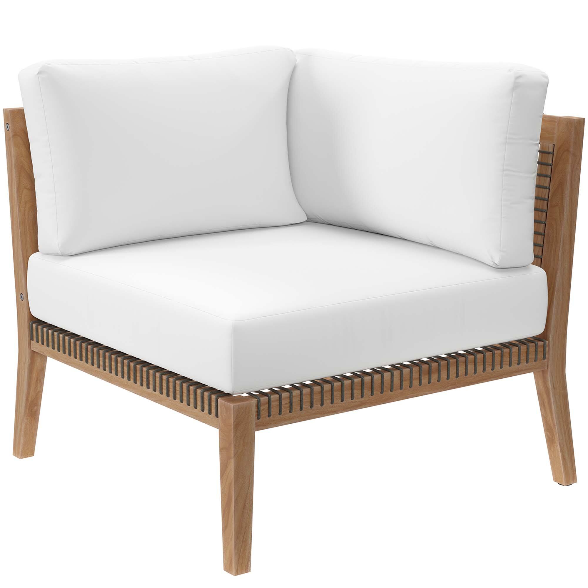 Angle. Modway - Clearwater Outdoor Patio Teak Wood Corner Chair by Modway - Gray White.