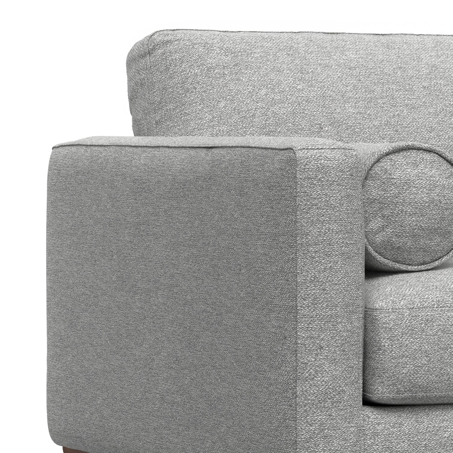 Alt View 2. Simpli Home - Morrison 42 inch Wide Mid-Century Modern Arm Chair in Mist Grey Performance Fabric - Mist Grey.