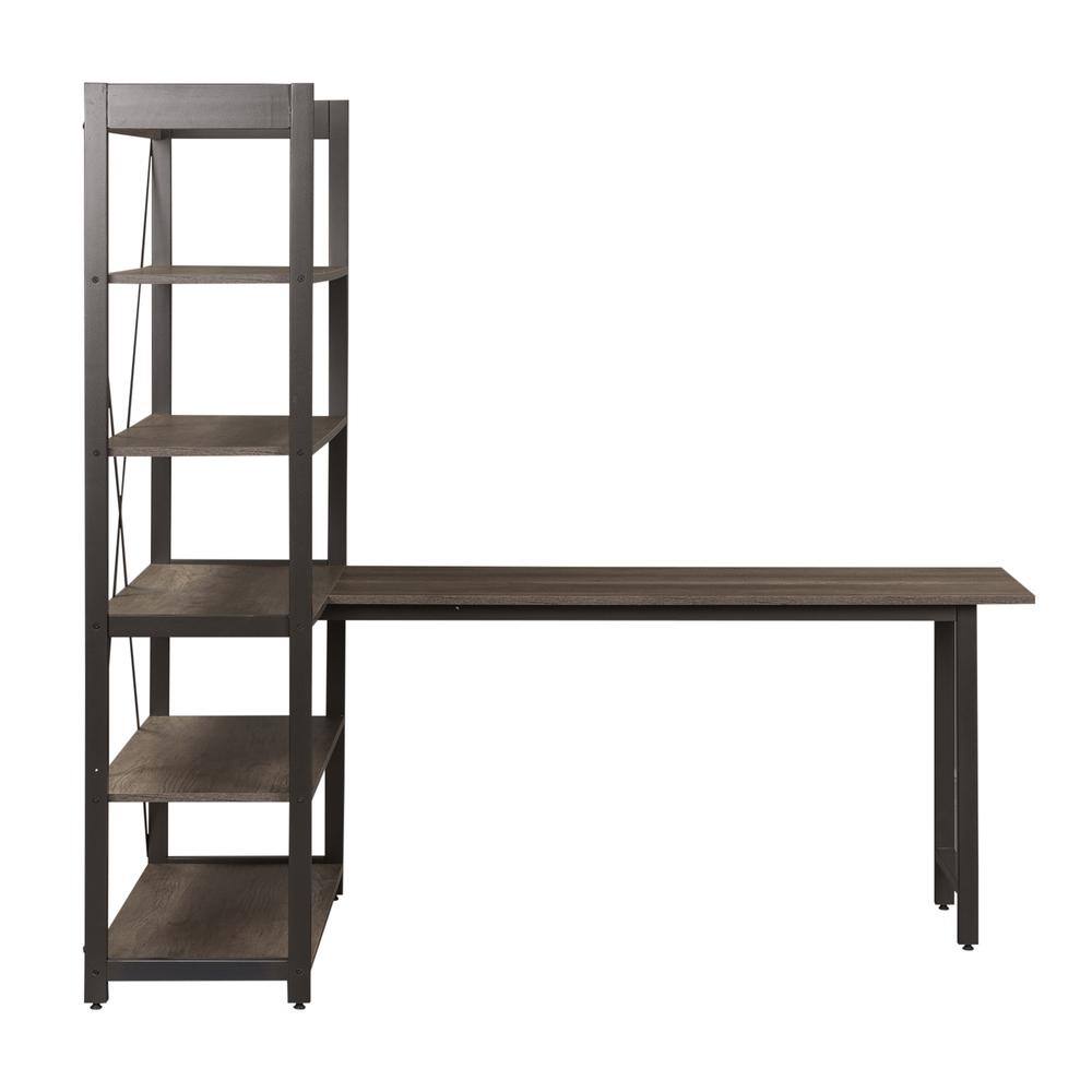 Back. Liberty Furniture Industries - Tanners Creek Desk and Bookcase Set in Graystone - Gray.