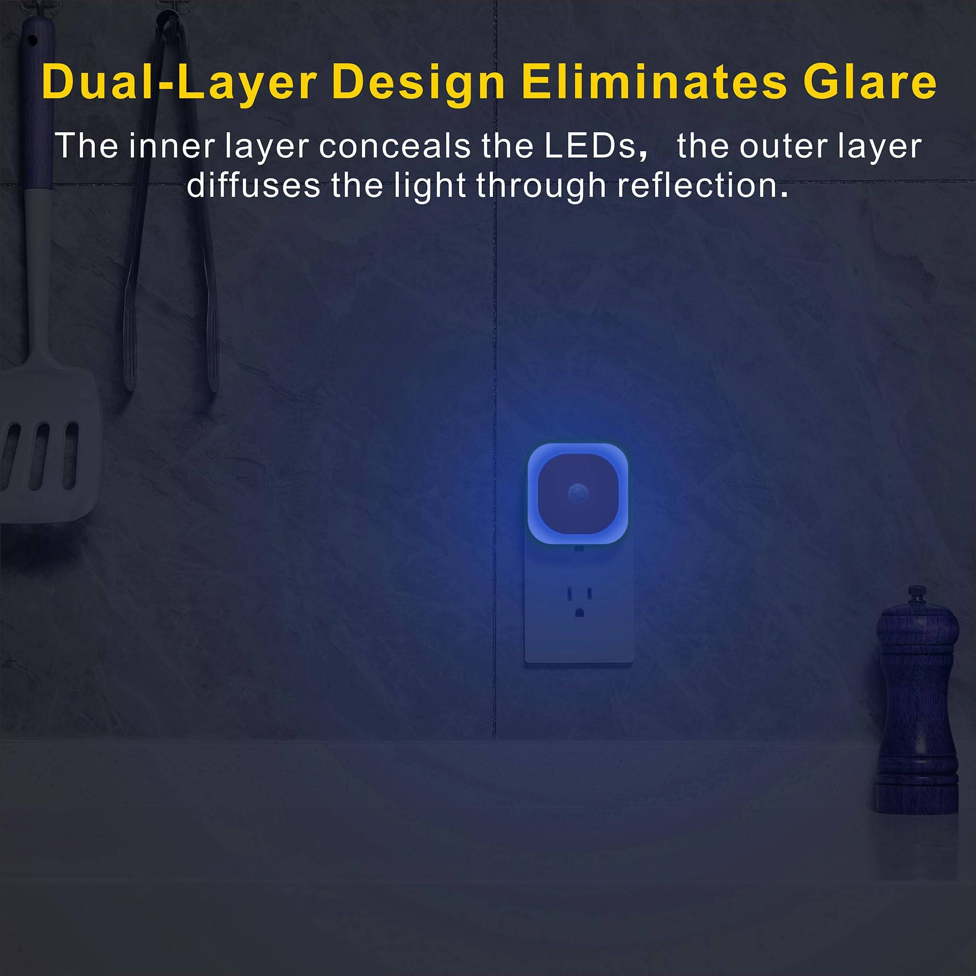 Dual-Layer Design Eliminates Glare

The inner layer conceals the LEDs, the outer layer diffuses the light through reflection.