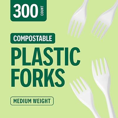 300 COUNT COMPOSTABLE PLASTIC FORKS MEDIUM WEIGHT
