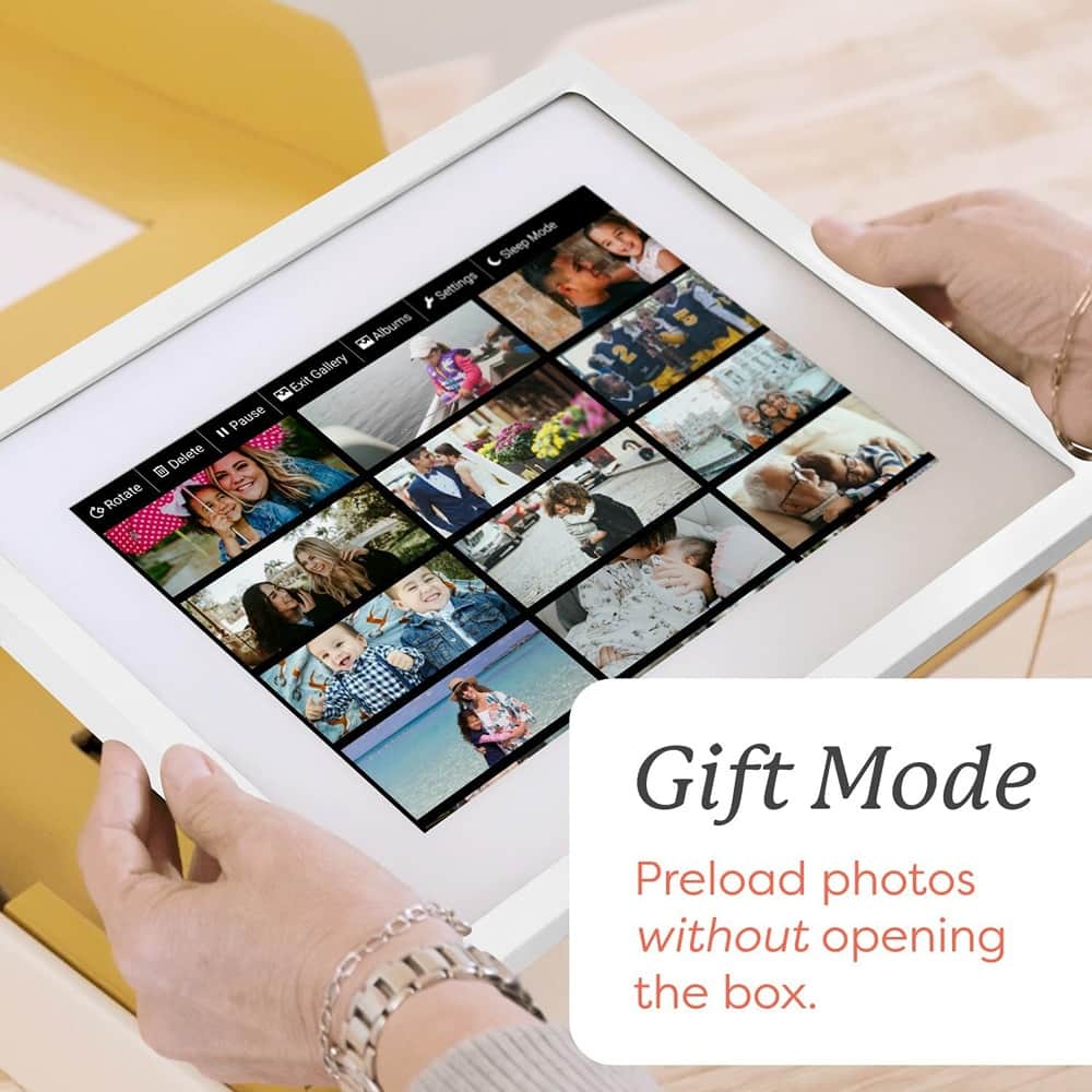 MOSZAR LLC - 10" WiFi Digital Photo Frame, Touch Screen, Load Photos from Phone, White, Customizable Gift