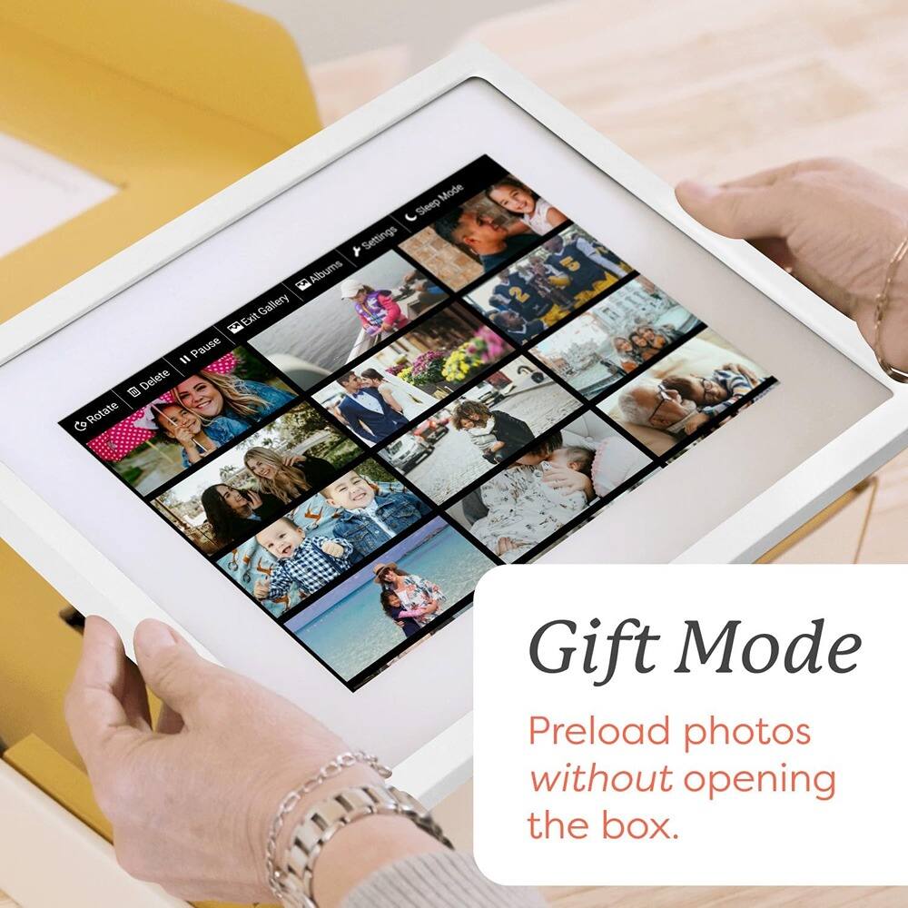 MOSZAR LLC - 10" WiFi Digital Photo Frame, Touch Screen, Load Photos from Phone, White, Customizable Gift