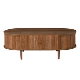 Forest'nSky - Oval Lift-Top Coffee Table with Hidden Storage and Wood Wave - Antique brown