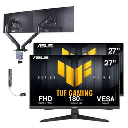 ASUS - TUF Gaming 27" FHD IPS Monitor, Anti-Glare, HDMI, Color 2 Pack w/DKZ Hub & ErgoFlexy Dual Mount Arm - Black