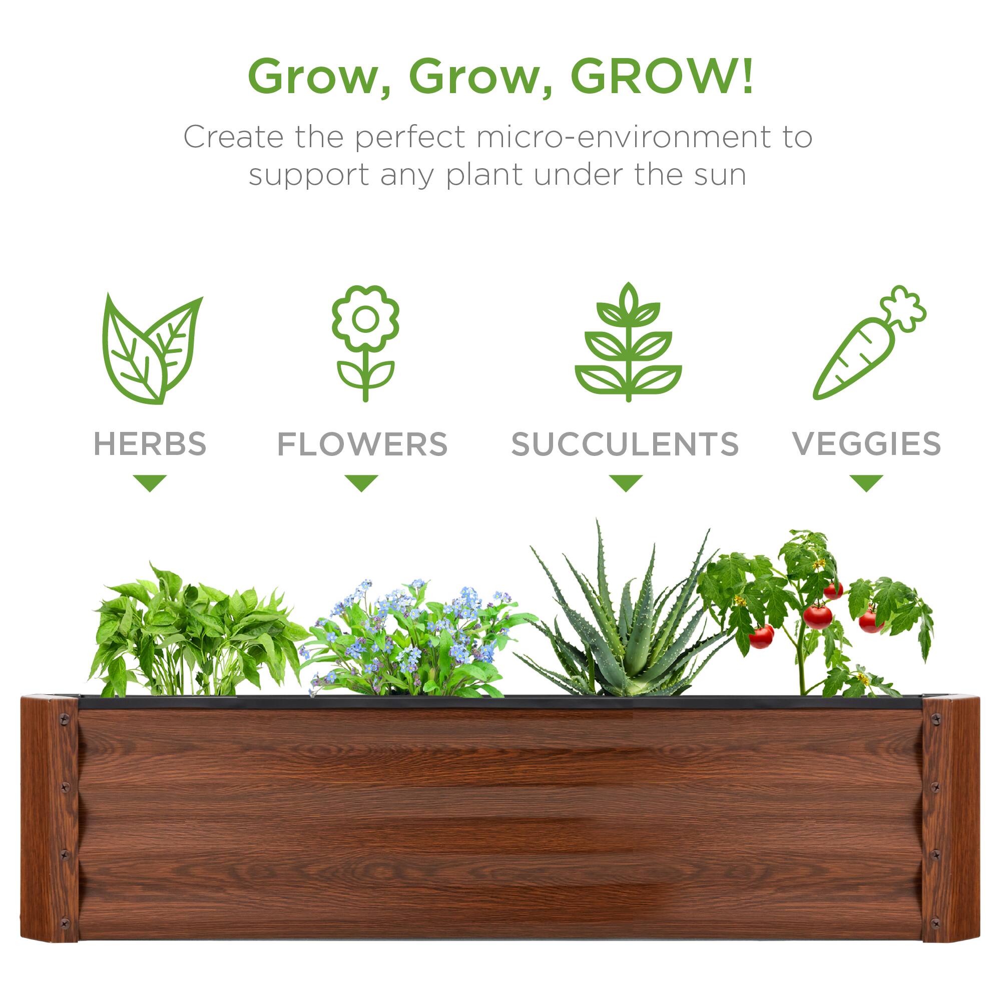 Grow, Grow, GROW!  
Create the perfect micro-environment to support any plant under the sun  

HERBS  
FLOWERS  
SUCCULENTS  
VEGGIES