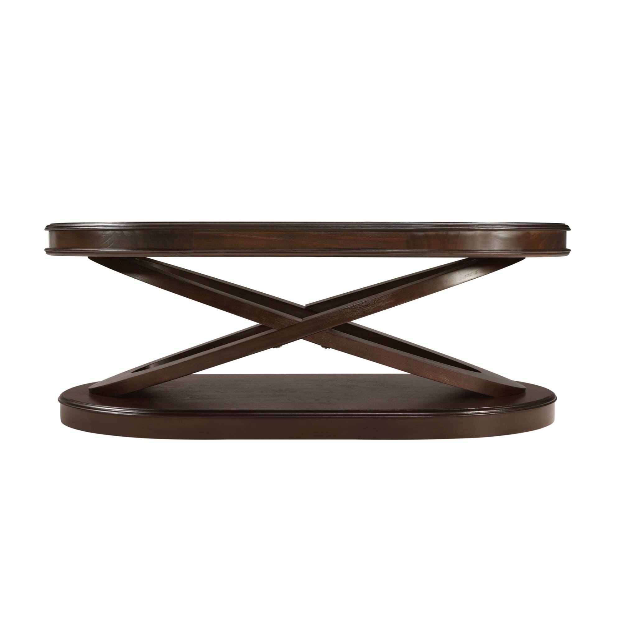 Alt View 8. GOODSILO - Elegant Oval Wood Coffee Table with X-Shaped Base and Open Storage for Living Room and Home Office - Espresso.