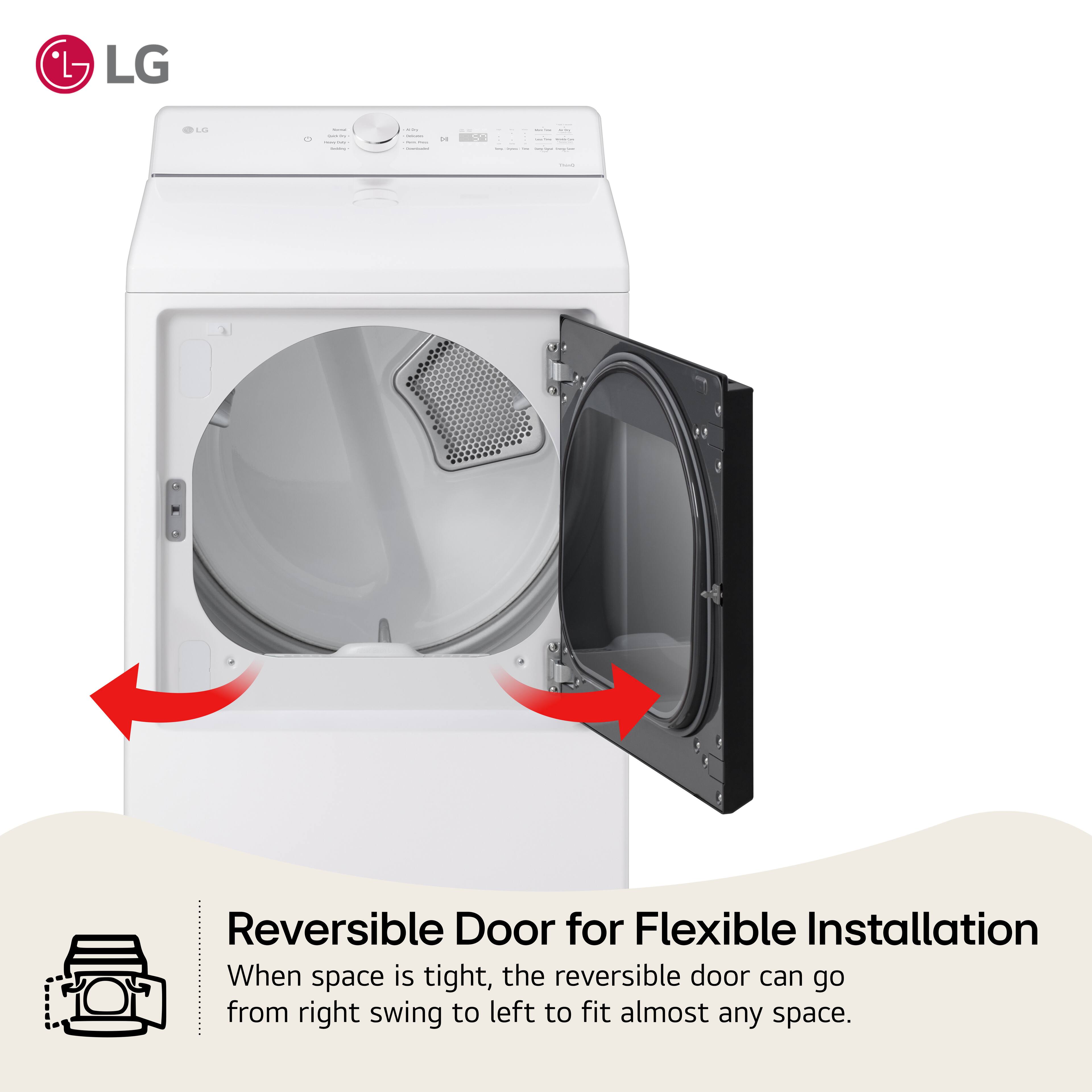 LG .. - I : - Reversible Door for Flexible Installation When space is tight, the reversible door can go from right swing to left to fit almost any space.