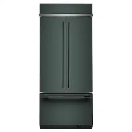 Front. KitchenAid - 20.8 Cu. Ft. Built-In French Door Bottom Mount Refrigerator - Juniper.