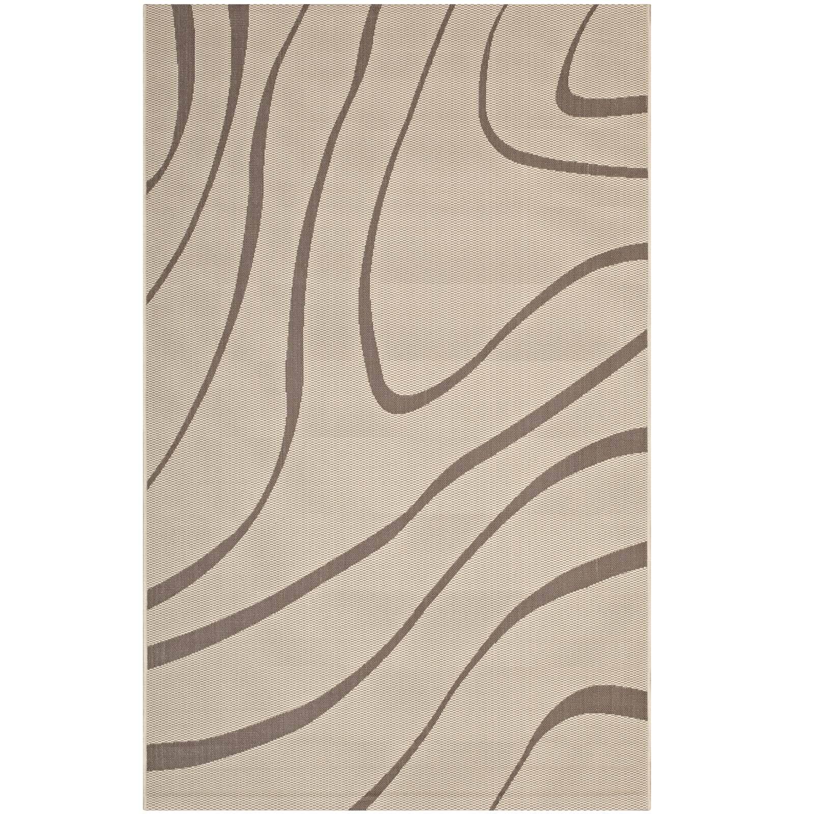 Angle. Modway - Surge Swirl Abstract Indoor and Outdoor Area Rug - Light and Dark Beige.