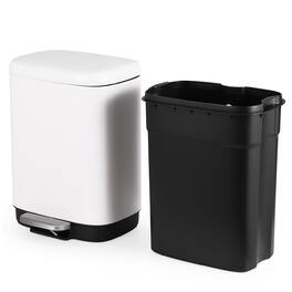 Qeetex - Step on Trash Can, Hands-Free Foot Pedal Garbage Bin with Odor Control Lid - White