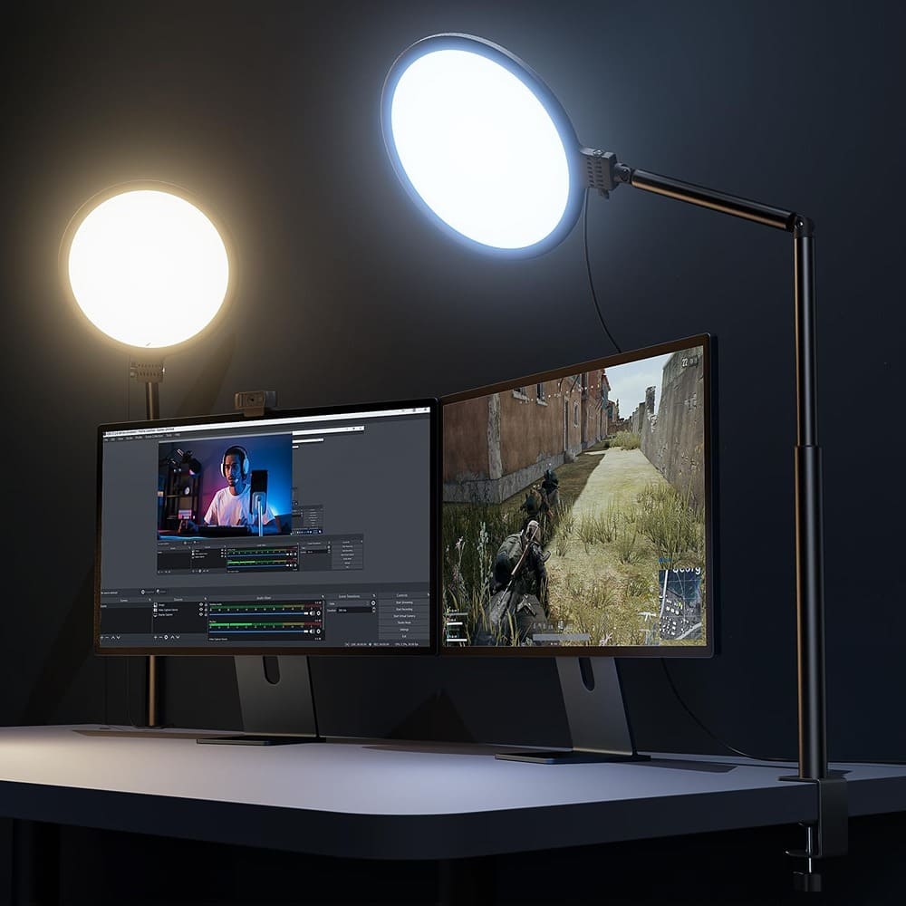 PARKER SLATER - Desk Ring Light with Stand for Video Call - Black