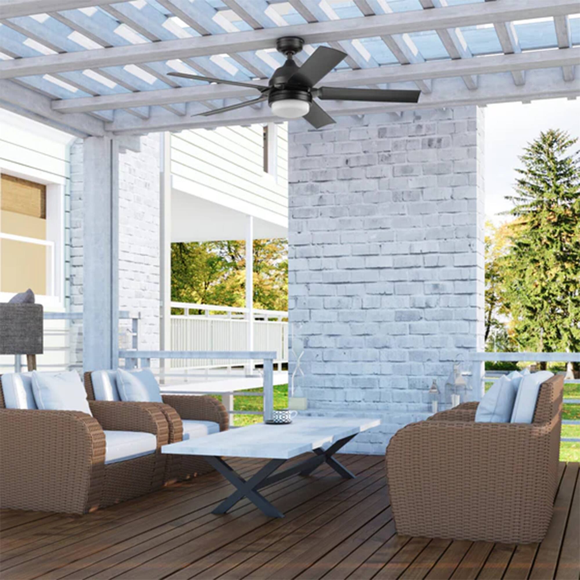 Alt View 10. MULE - Mule 54 Inch Outdoor Ceiling Fan with Light, Remote Control and 5 Blades, Black - Matte Black.
