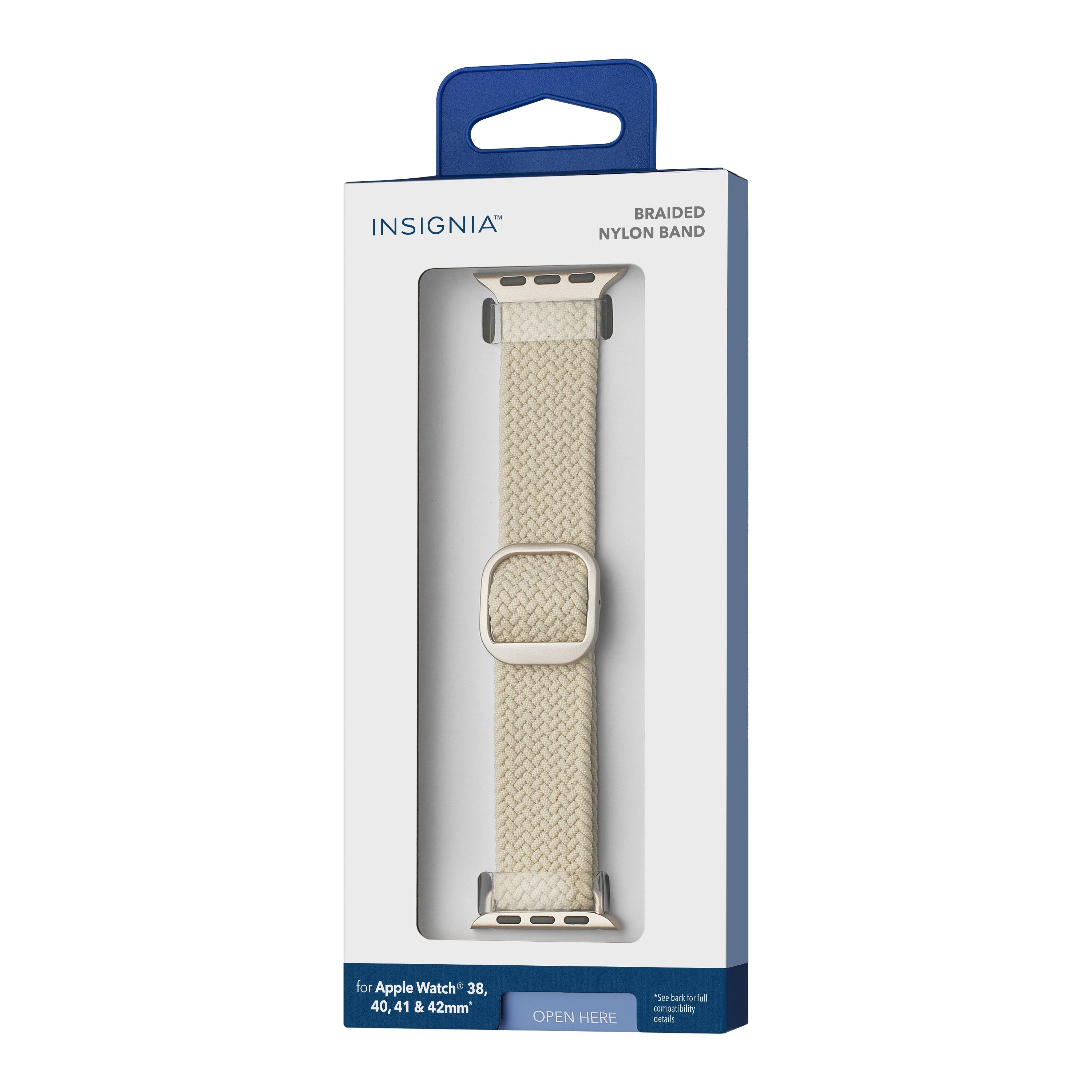INSIGNIA™  
BRAIDED NYLON BAND  

for Apple Watch 38, 40, 41 & 42mm  

OPEN HERE  
*See back for full compatibility details*