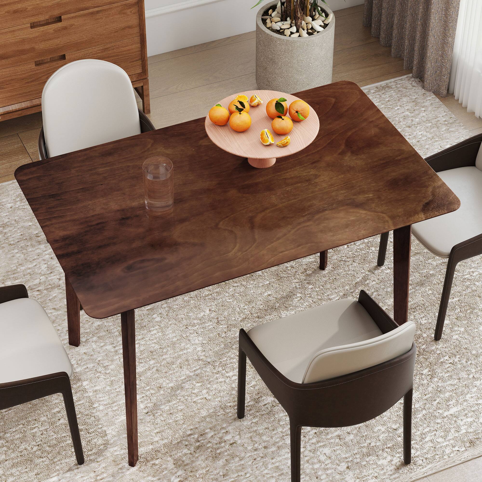 Alt View 1. Homcom - Mid-Century Modern Dining Table, 47.2" Rectangular Kitchen Table with Rubber Wood Frame and Veneer Top for Dining Room - Walnut.