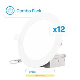 Infibrite - 6-Inch Soft White Recessed LED Downlight, 12W, 1050 Lumens, Triac Dimming, Wet Rated (Set of 12) - 2700K