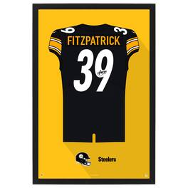 Sporticulture - Minkah Fitzpatrick Pittsburgh Steelers Home Jersey Framed Art Print - Black