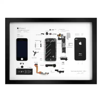 iPhone 4
"This changes everything. Again."
June 7, 2010
Superseded by iPhone 4S, October 14, 2011
Display
Retina Display
3.5" diagonal
960 x 640 pixels
16:9 aspect ratio
326 ppi
Front Camera
Rear Camera
Receiver
Logic Board
SIM Card Tray
Vibrator
Wiring
Cellular Antenna
Dimensions
4.5" x 2.31" x 0.37"
115.4 mm x 58.6 mm x 9.3 mm
Weight
4.87 oz / 138 g
"Stay hungry, Stay foolish."
Steve Jobs
iPhone 4
This changes everything. Again.
June 7, 2010
Superseded by iPhone 4S, October 14, 2011
Display
Retina Display
3.5" diagonal
960 x 640 pixels
16:9 aspect ratio
326 ppi
Front Camera
Rear Camera
Receiver
Logic Board
SIM Card Tray
Vibrator
Wiring
Cellular Antenna
Dimensions
4.5" x 2.31" x 0.37"
115.4 mm x 58.6 mm x 9.3 mm
Weight
4.87 oz / 138 g
"Stay hungry, Stay foolish."
Steve Jobs