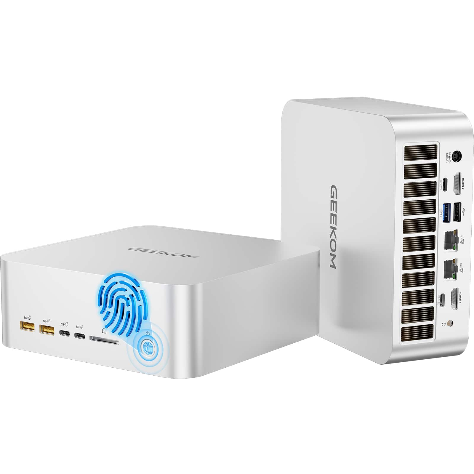 GEEKOM - A9 Mega AI Mini PC, AMD Ryzen AI Max+ 395, 128GB LPDDR5X 8000MHz& 2TB SSD, Radeon 890M, Win 11 Pro Pre-installed - Silver