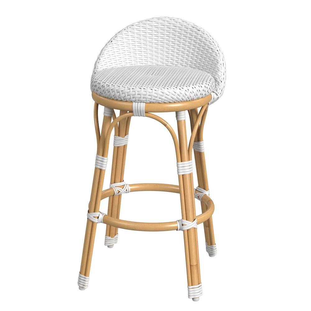 Alt View 1. Butler Specialty - 24 in. Seat Height Outdoor Rattan and Metal Low Back Counter Stool - Smooth White.