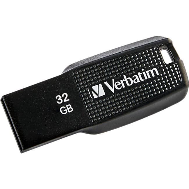 32GB Ergo USB Flash Drive - The Verbatim Ergo USB drive features an ergonomic design for in-hand - Black