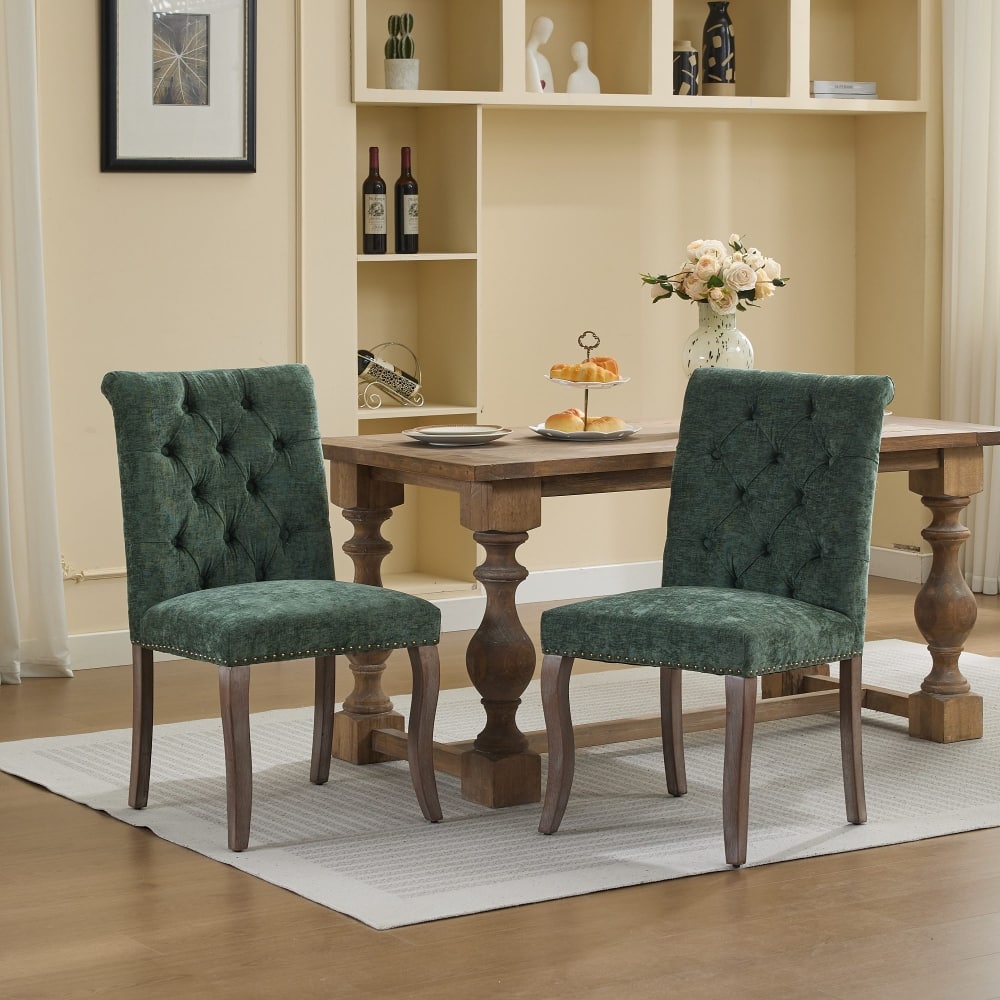 Loheer - Upholstered Chenille Dining Chairs Set of 2 - Olive Green price history on PriceWatchPro