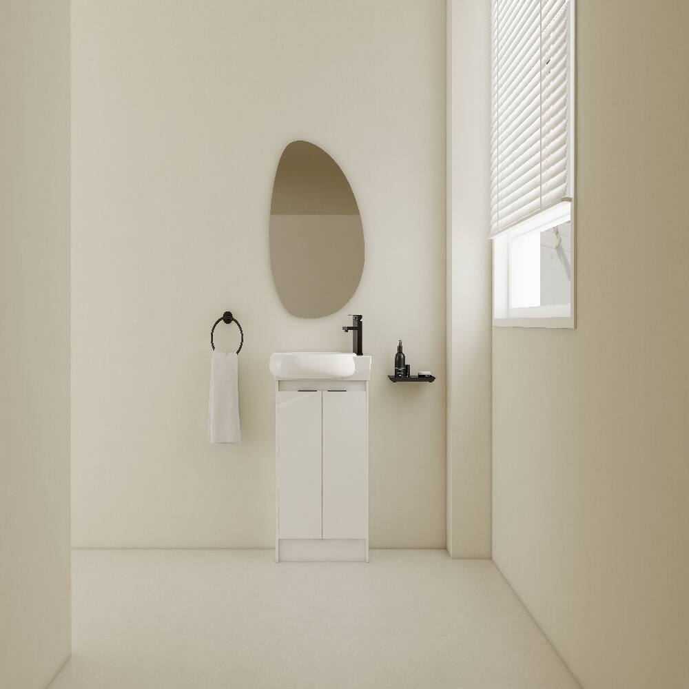 Angle. Loheer - Loheer 23 inch Freestanding Bathroom Vanity Glossy White Vanity with Sink Modern Plywood Bathroom Cabinet - Glossy White.