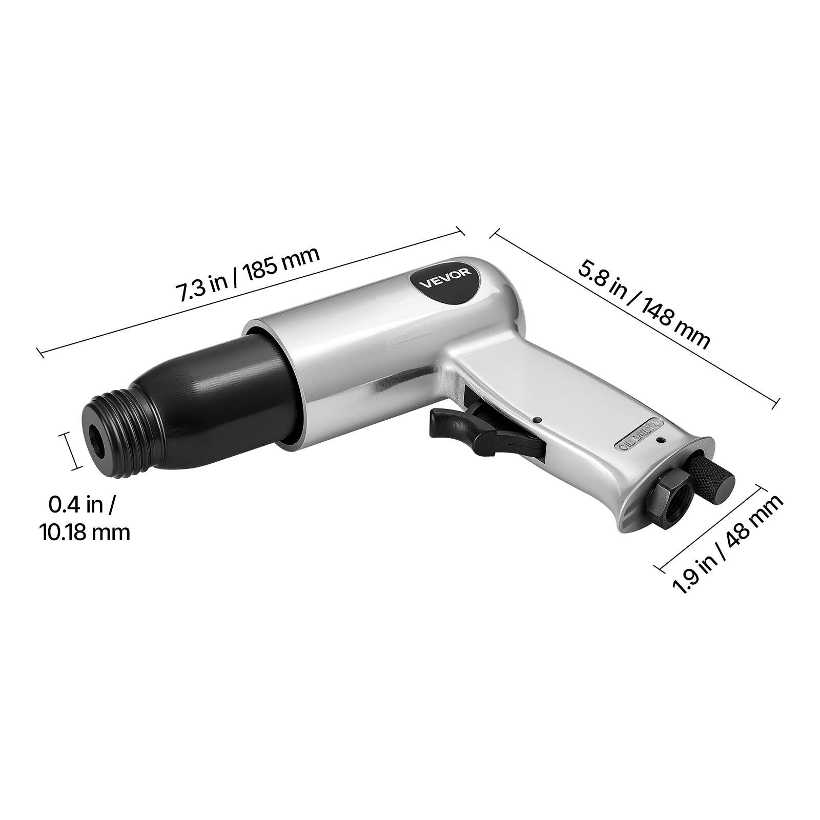 7.3 in / 185 mm  
5.8 in / 148 mm  
0.4 in / 10.18 mm  
1.9 in / 48 mm