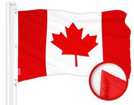 G128 - Canada Flag, Embroidered Polyester, 5 x 8 ft with Brass Grommets - Assorted Colors