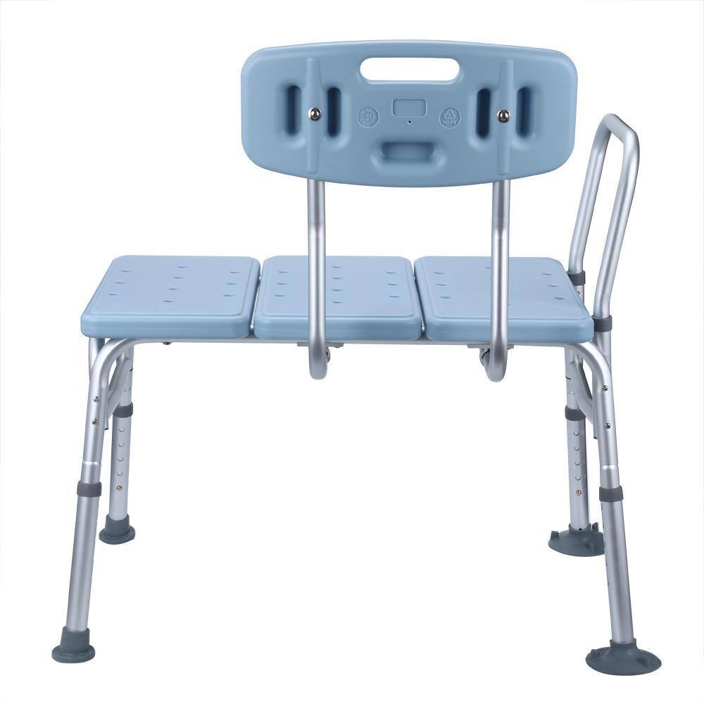 Alt View 1. Winado - Shower Chair Bath Tub Shower Transfer Bench Stool with Backrest Seat, Adjustable Heights, Non-Slip Handle, Drain Holes - Blue.
