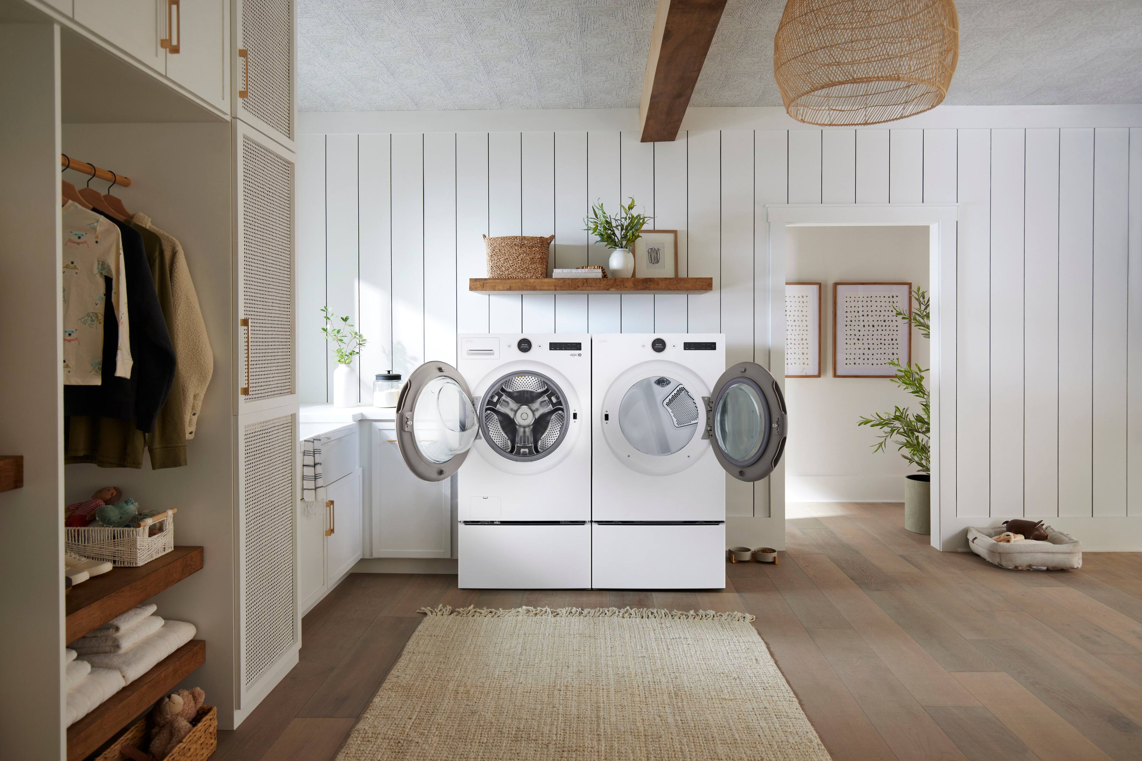Alt View 35. LG - 7.4 Cu. Ft. Stackable Smart Gas Dryer with Steam and Sensor Dry - White.