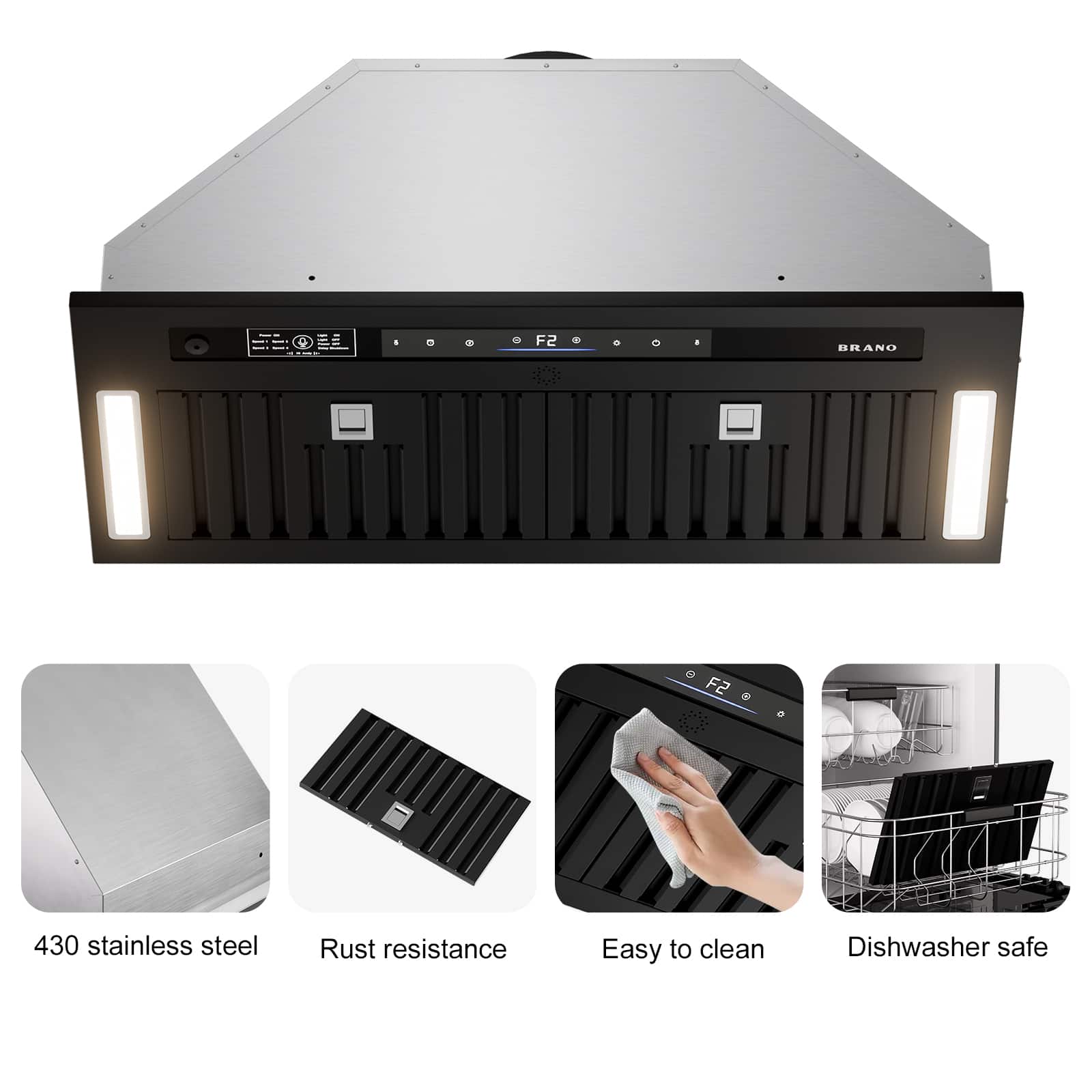 Brano - 36 inches - Convertible - Range Hood Insert - Black