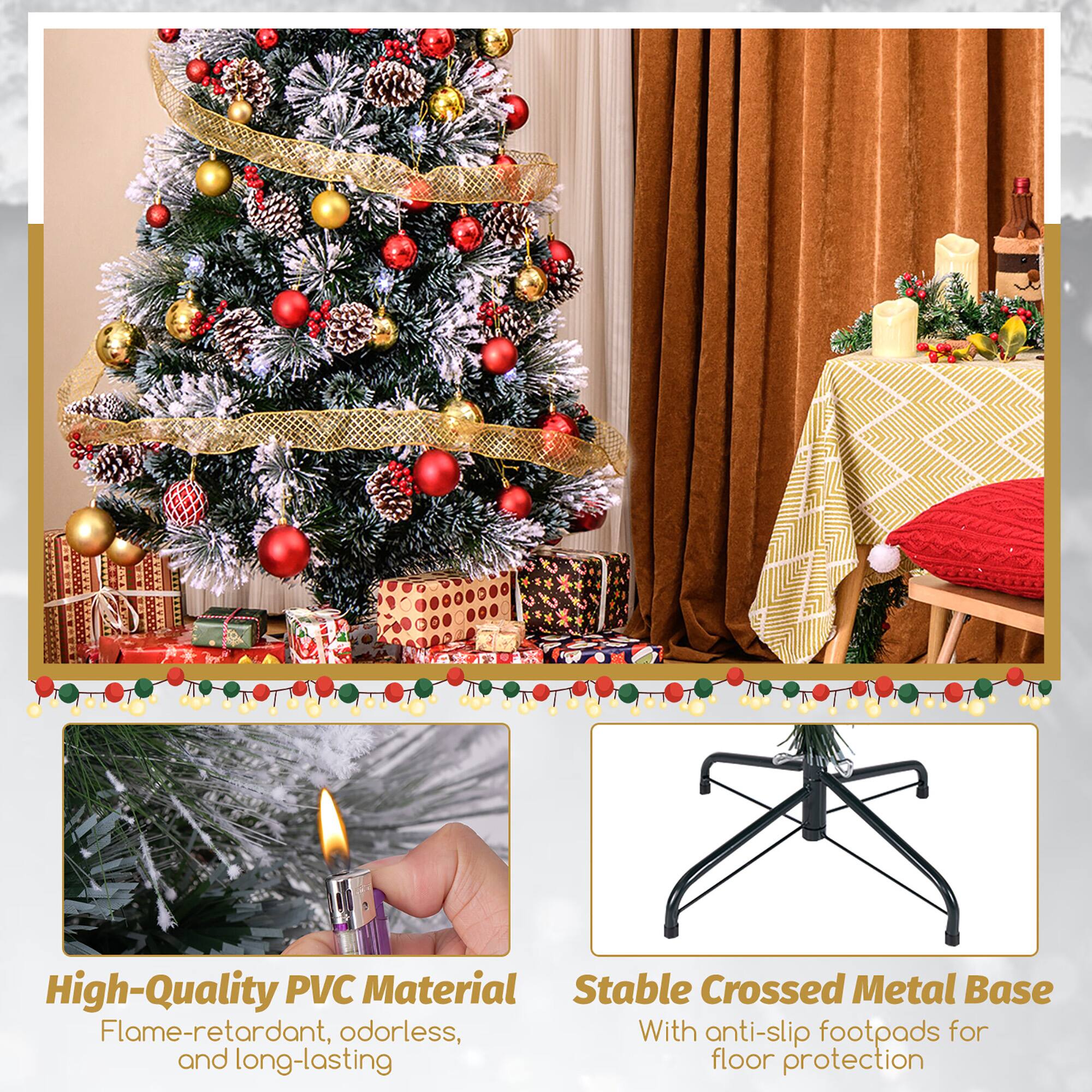 High-Quality PVC Material  
Flame-retardant, odorless, and long-lasting  

Stable Crossed Metal Base  
With anti-slip footpads for floor protection