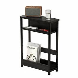 Homhougo - 3-Tier Side Table with Storage Shelves, Space-Saving End Table for Small Spaces, Finish - Black