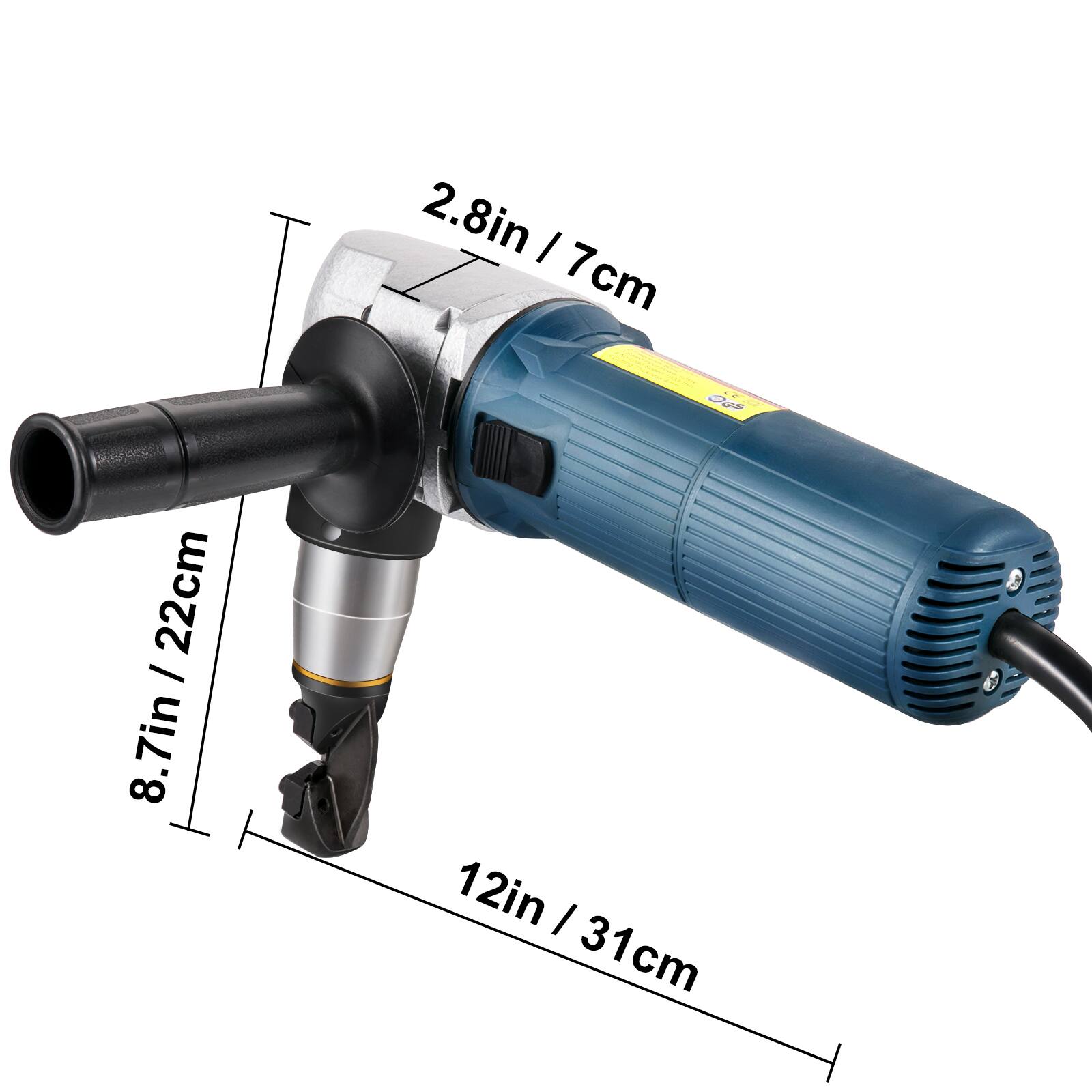 2.8in / 7cm  
8.7in / 22cm  
12in / 31cm