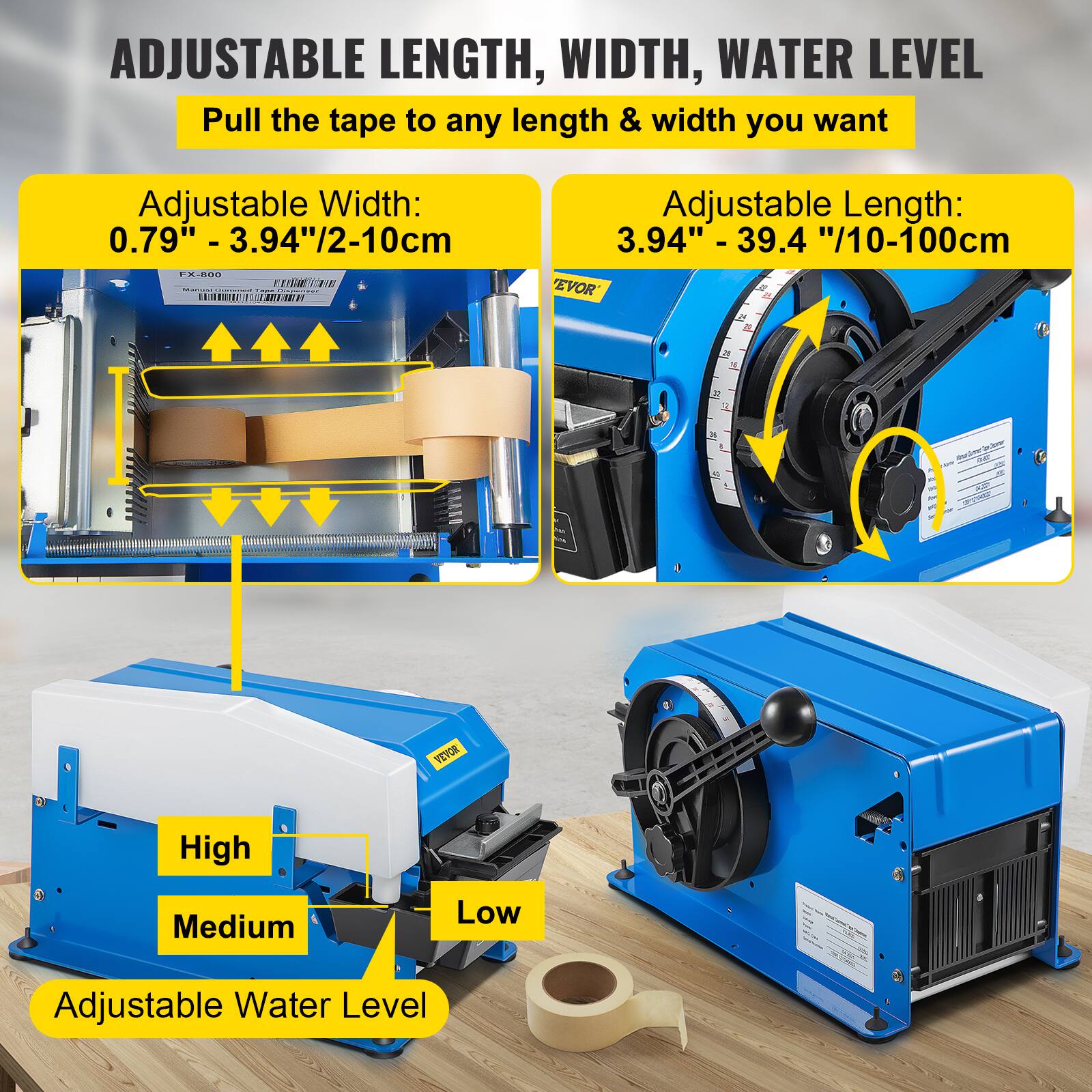 ADJUSTABLE LENGTH, WIDTH, WATER LEVEL

Pull the tape to any length & width you want

Adjustable Width: 0.79" - 3.94"/2-10cm

Adjustable Length: 3.94" - 39.4"/10-100cm

Adjustable Water Level

High
Medium
Low