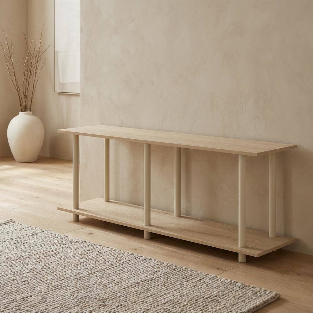 Left. FurniFact - FurniFact Side Table, Quality Build, Durable Wood Frame - Bauhaus Oak - Bauhaus Oak/Beige.