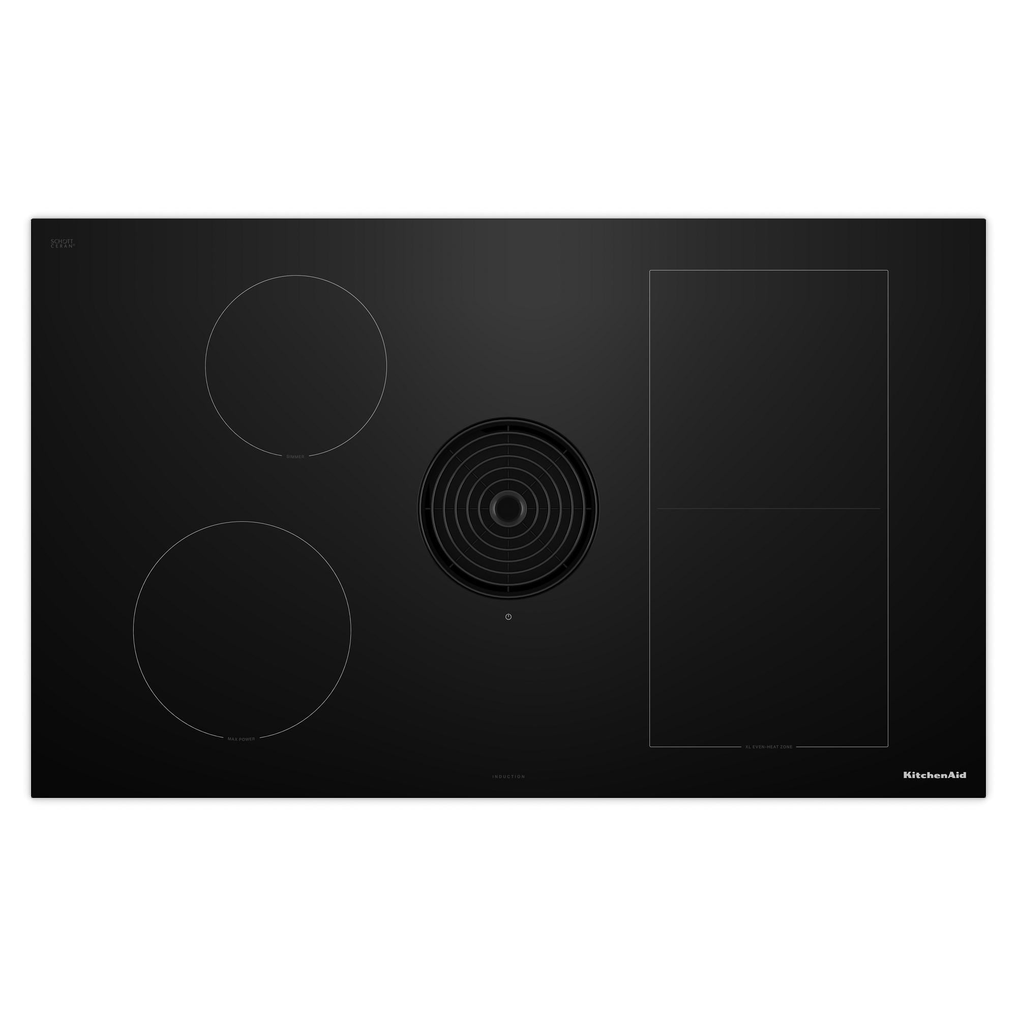KitchenAid - 36" Electric Induction Cooktop with 4 Cooking Zones and Bridge XL Even-Heat Zone - Black - Front_Zoom