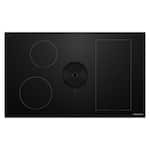 KitchenAid - 36 inch Wide 4 element Built-In Downdraft Electric Induction Cooktop with Bridge XL Even-Heat Zone - Black