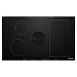 KitchenAid - 36 in. Wide 4 element Built-In Downdraft Electric Induction Cooktop with Bridge XL Even-Heat Zone - Black