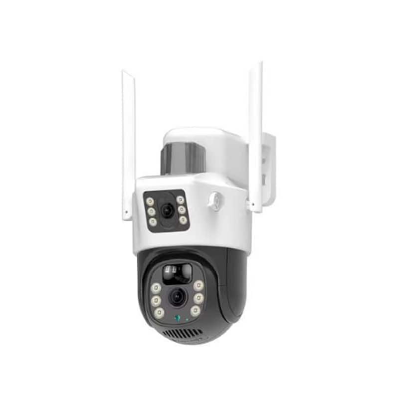 Cluzine - Dual Lens Solar Security Camera, 6MP 360° PTZ WiFi Camera,Human Detection, Outdoor Surveillance