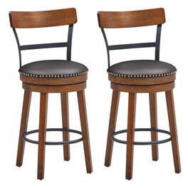 Pefilos - Set of 2 25.5 Inch 360° Swivel Counter Height Bar Stool, Bar Height Stools, Counter Height Bar Stools - Brown