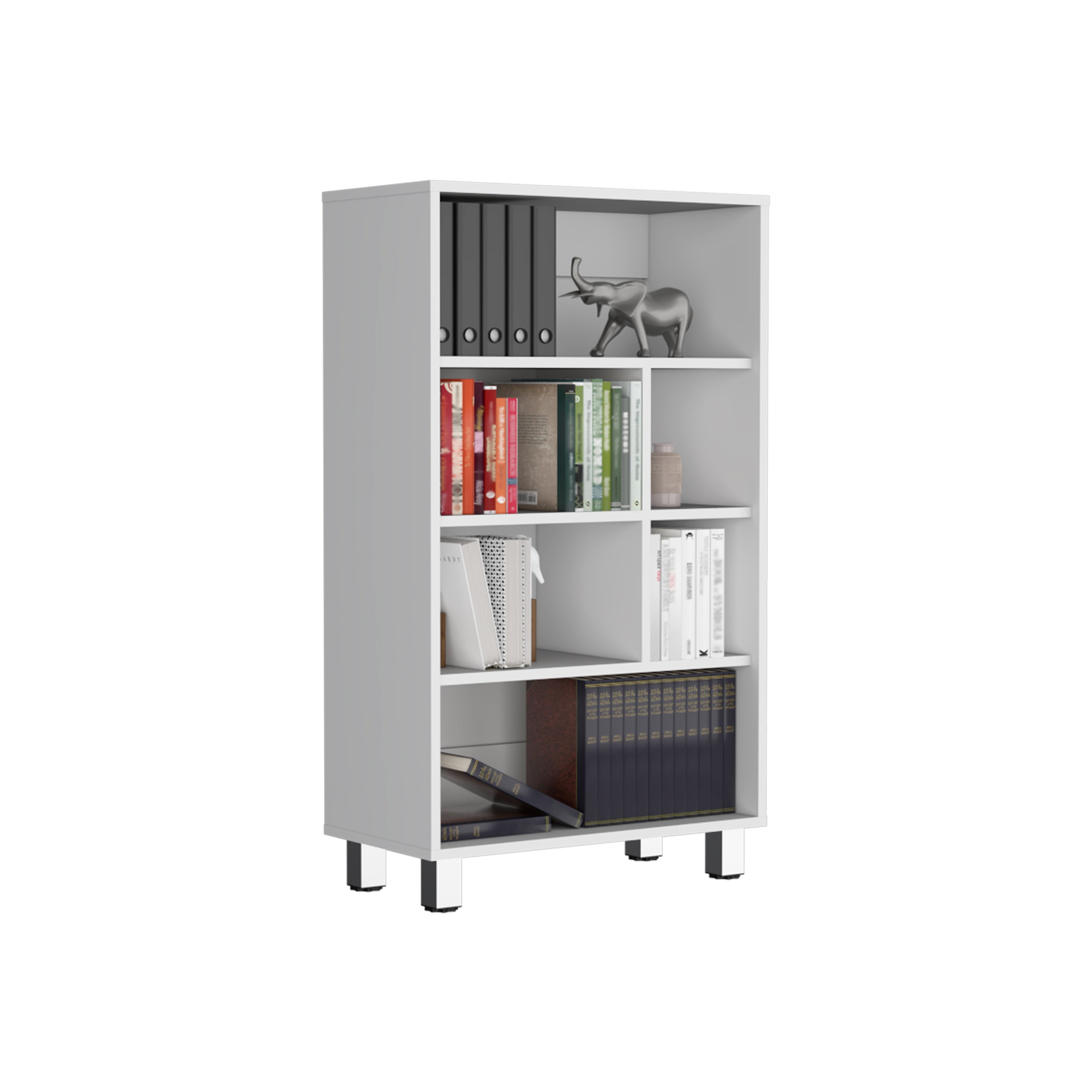 Alt View 1. Depot Eshop - Akiak Bookcase, 6 shelves, 4 legs - White.