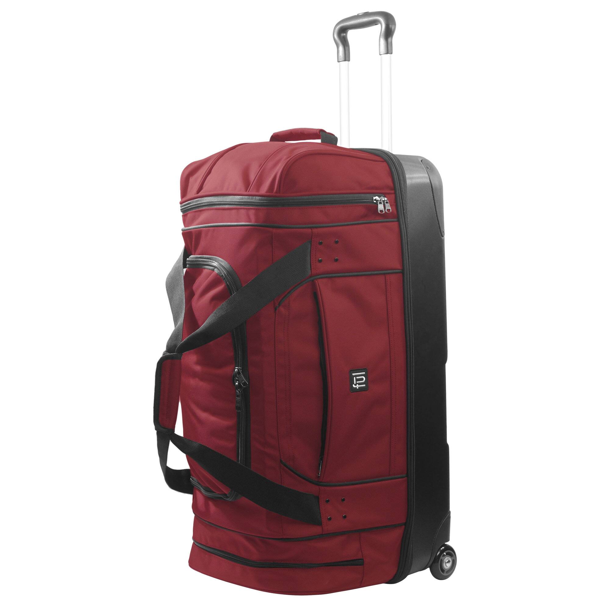 Front. Ful - Workhorse 30" Split Level Rolling Duffle Bag - DARK RED.